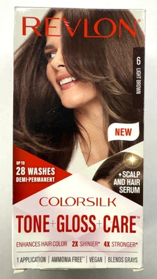 REVLON COLORSILK TONE GLOSS CARE DEMI PERMANENT HAIR COLOR #6 LIGHT BROWN Sealed - Image 1 of 4