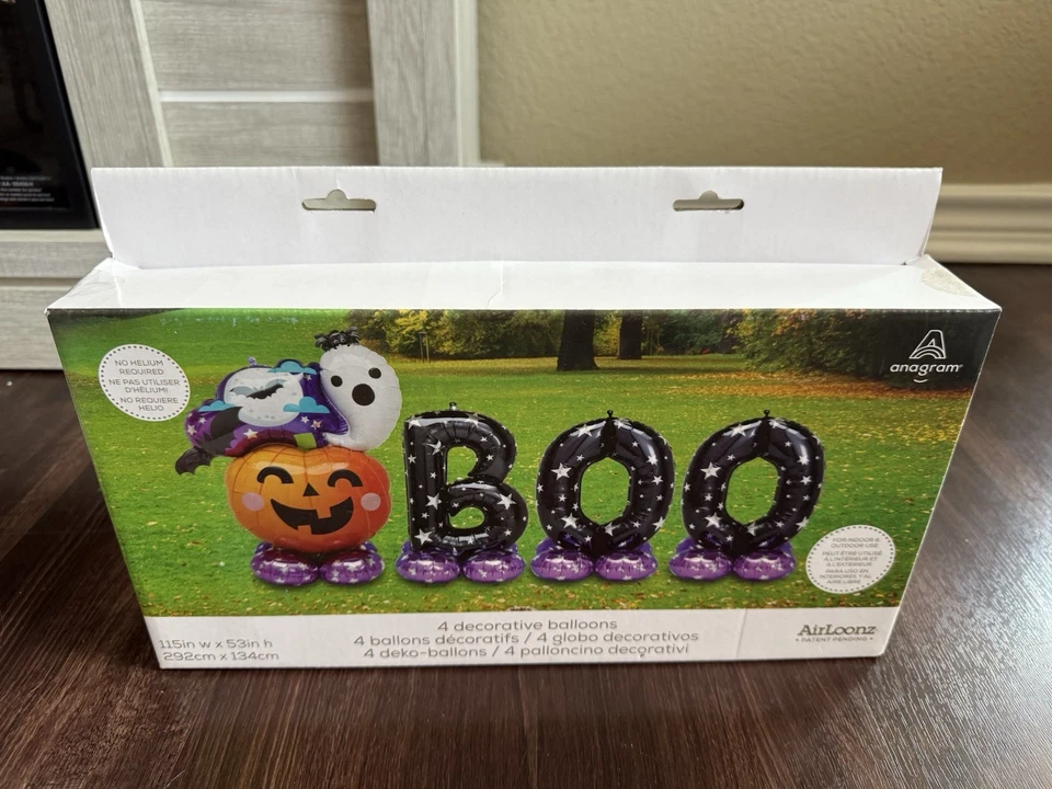 AirLoonz Halloween Fantasma Murciélagos Calabaza BOO 4 Globos 115" Sin Soporte de Helio Foto 1 de 1