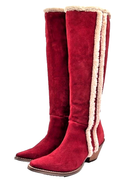 Dingo Mujer Óxido/Rojo Gamuza Navidad Divertida Piel Borde Western Rodilla Bota 8 M Foto 1 de 4