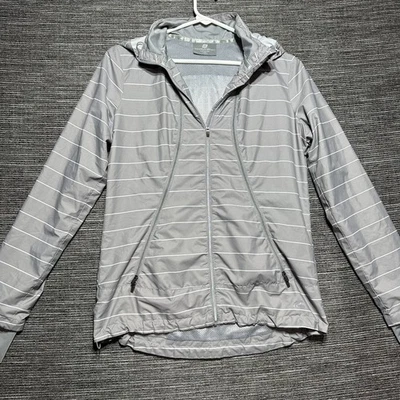 Chaqueta Road Runner Para Mujer Pequeña Gris Rayas Claro Cremallera Completa Foto 1 de 4