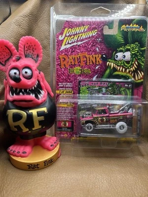 JOHNNY LIGHTNING CHASE RAT FINK CHASE 1 / 3484 CHEVY TOW TRUCK 65 PINK!! - Image 1 of 4