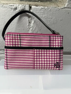 Lauren Ralph Lauren Small Wristlet Pink Plaid W/ Leather  Handle - Image 1 of 4
