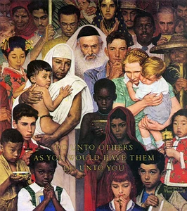 The Golden Rule 22x30 Art Print by Norman Rockwell inspirational - Picture 1 of 8