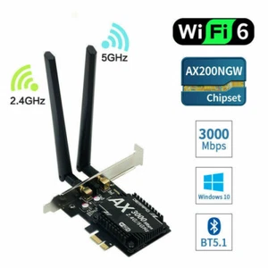 PCE-AX3000 Wifi 6 Intel AX200 Desktop PCI-E Dual Band WiFi Card Bluetooth 5.1 - Picture 1 of 3