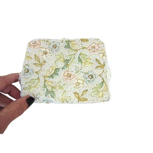 Mid Century 50s Jolles Original Beaded Floral Coin Purse & Wallet - Picture 1 of 7
