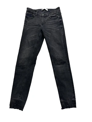 Zara Basic Z1975 Denim Jeans Womens Size 2 Black Embroidered Cotton Solid 28x26" - Image 1 of 4