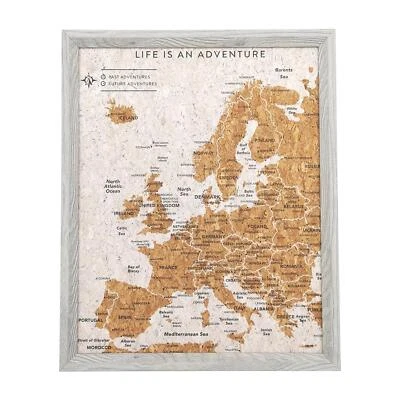 Europe Travel Map Pin Board Pins Splosh Personalised European Desk Maps Grey - Image 1 of 4