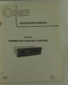 Vintage ONAN 300-1500 Generator Peaking Control Operators Manual - Picture 1 of 1