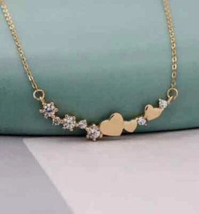 2.00Ct Round Cut Real Moissanite Women's Heart Necklace 14k Yellow Gold Plated - Picture 1 of 7