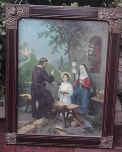 Chromolith Ikone 800/900 Heilige Familie Madonna San Josef Jesus Coeva Rahmen - Bild 1 von 10