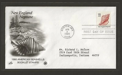 1985 US 22c American Seashells Stamp FDC New England Neptune Scott #2121a - Image 1 of 2