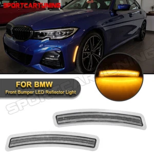 LED Front Bumper Reflector Side Marker Lamps For 2019-22 BMW 3 Series G20 Sedan - Foto 1 di 11