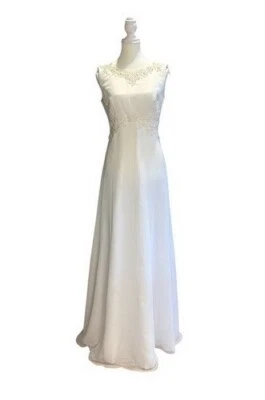 Eden Bridal White Beaded Floral Embroidered Wedding Gown Size 10 $525 - Image 1 of 2