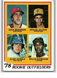 1978 Topps Baseball Card - #705 Rookie Outfielders Bergman, Hurdle, Dilone RC A2 - Imagen 1 de 2