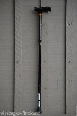 Bastón ajustable de aluminio para caminar negro borde de cobre aprox. 33" ~ 37" Foto 1 de 3