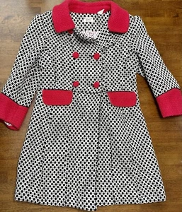 Original Penguin Munsing Wear Black & White Long Coat with Red Trim Wool Blend - Picture 1 of 3