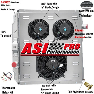 3 Row Aluminum Radiator  Shroud Fan for 2002 2003 2004 Hummer H1 V8 Engine. Foto 1 de 4