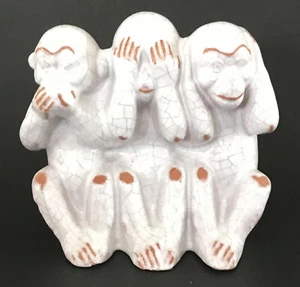 FIGURA KARLSRUHE MAJOLIKA HEINZE WISE MONKEYS SIMIOS MÍSTICOS Mayólica agrietada - Imagen 1 de 6