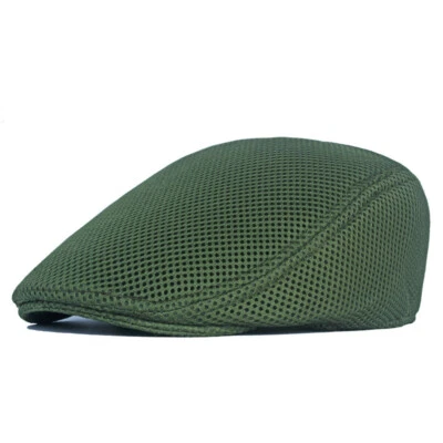 Hombres Transpirable Verano Malla Hueca Hiedra Newsboy Sombrero Plano Elastizado Conducción Gorra de Golf Foto 1 de 4