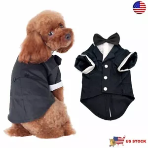 Nuevo Adorable Mascota Perro Ropa Caballero Esmoquin Moño Corbata Traje de Boda Abrigo Disfraces - Imagen 1 de 7