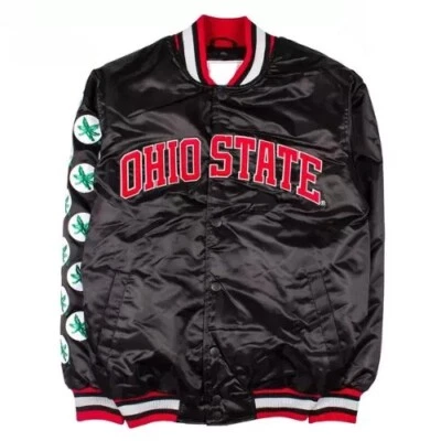 Ohio State Buckeyes LeBron James Varsity Jacket Full-Snap Satin Bomber Style - Image 1 of 4