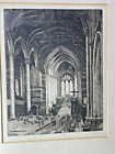 Rugby School Chapel Etching By Gertrude Hayes Fine Antique Picture Signed Framed