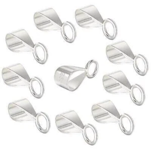 10Pcs Sterling Silver Simplicity Pendant Bail Connector Open Loop for Necklace - Picture 1 of 6