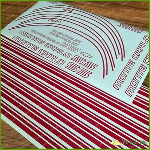 CHEVROLET Monte Carlo SS 1985 1986 Red Full Car Restoration Stripes Decals Set - Picture 1 of 2