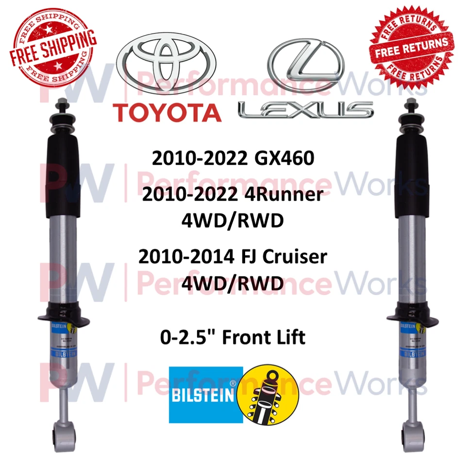 Par de amortiguadores delanteros Bilstein RHA 0-2,5" para 10-14 FJ Cruiser, 10-22 4Runner y GX460 Foto 1 de 4