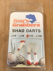 Gag’s Grabbers Shad Darts 1/16 oz #005 Red & Pearl White 3 Per Pack Trout Bass - Picture 1 of 2