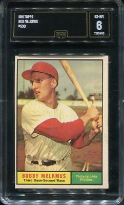 1961 Topps #530 Bobby Malkmus Philadelphia Phillies Hi# - GMA 6 Ex/NM - Image 1 of 2