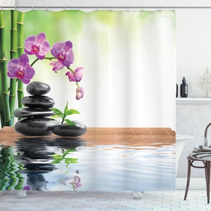 Asian Shower Curtain Spa Spring Water Health for Bathroom 84" Extralong - Picture 1 of 2
