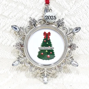 🎄2025 ADORNO DE ÁRBOL DE NAVIDAD MARCO DE FOTOS COLGADOR COPO DE NIEVE PLATA 2" - Imagen 1 de 8