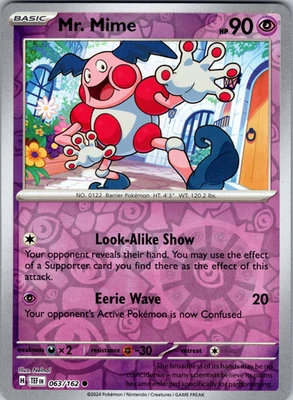 Mr. Mime Reverse Holo 063/162 SV05: Temporal Forces Common - NM - Image 1 of 2