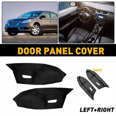 Fits 2013-2019 Nissan Sentra Synthetic Leather Armrest Door Panel Cover Black - Imagem 1 de 4