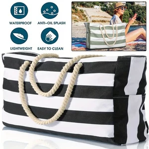 Beach Bags for Women-Large Beach Bags with Zipper Waterproof Sandproof Swim Pool - Picture 1 of 36