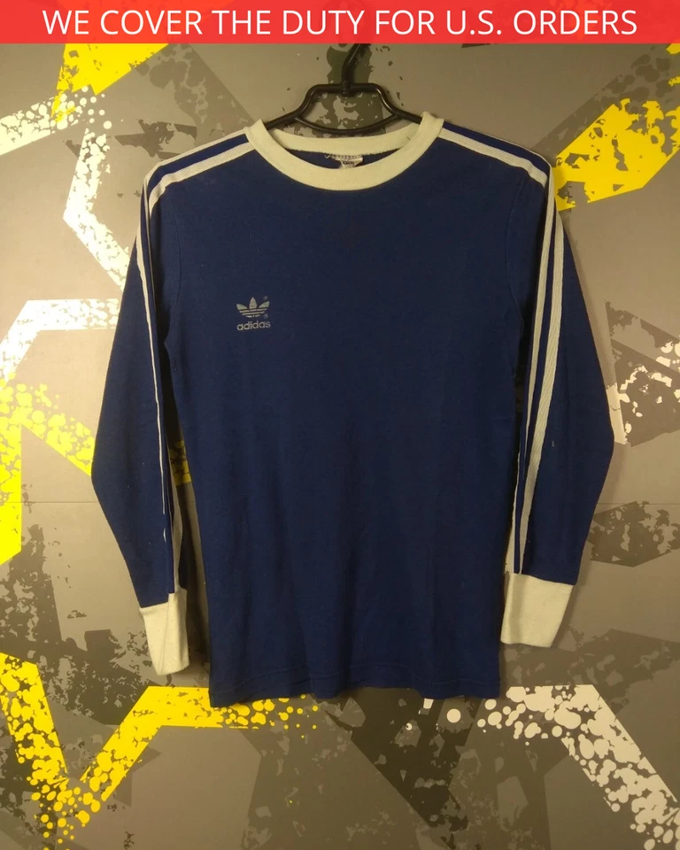 Adidas Rare Vintage Jersey Long Sleeve Football Shirt Blue Men Size XS/S ig93 - Image 1 of 4