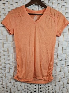 Danskin Now Women's Dri More M Semi Fitted Bright Neon Orange Short Sleeve Top - Picture 1 of 8