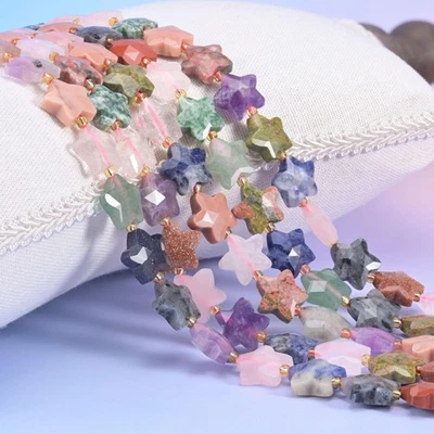 Coloridas cuentas de estrellas facetadas de piedras preciosas surtidas 14 mm 15,5 pulgadas hilo Foto 1 de 4