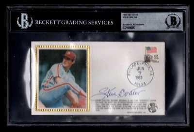 STEVE CARLTON BECKETT SIGNED 1983 FIRST DAY CACHET COVER AUTOGRAPH BASEBALL HOF - Image 1 of 2