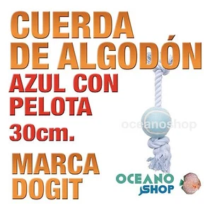DOGIT CUERDA DE ALGODÓN AZUL CON PELOTA 30 cm MORDEDOR PERRO JUGUETE TRENAZADA - Imagen 1 de 1