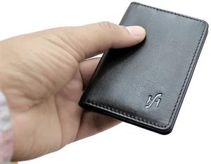 StarHide RFID SAFE Minimalist Slim Real Leather Credit Card Holder Wallet #120 - Picture 1 of 7