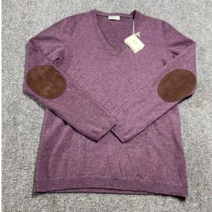 Brunello Cucinelli Purple Sweater Long Sleeve Cashmere V-Neck Pullover Size XL - Picture 1 of 20
