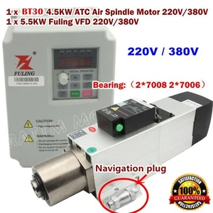 Motor de husillo de aire 4,5KW 220/380V BT30 ATC cambio automático de herramientas + inversor de 5,5KW - Imagen 1 de 8