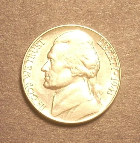 Uncirculated 1941 P Jefferson Nickel with Steps Cover