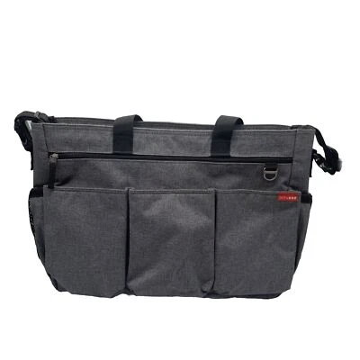Bolsa de pañales Skip Hop Duo doble correa gris jaspeado 16 bolsillos leer Foto 1 de 4
