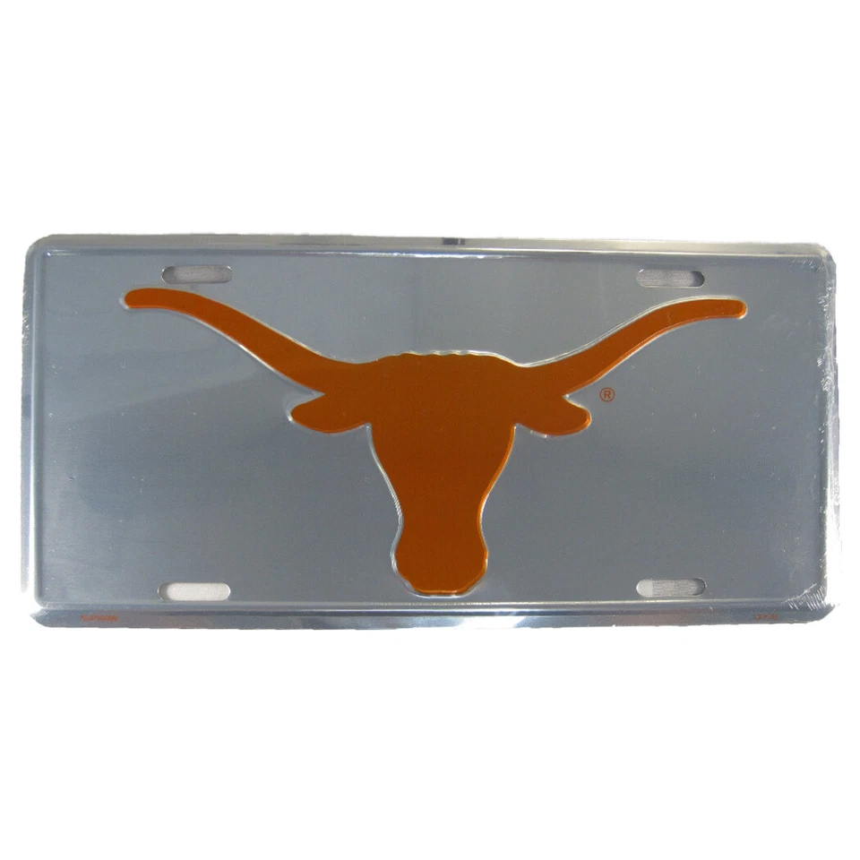 Etiqueta de coche Texas Longhorns plateada en relieve matrícula letrero universitario 6x12 Foto 1 de 1