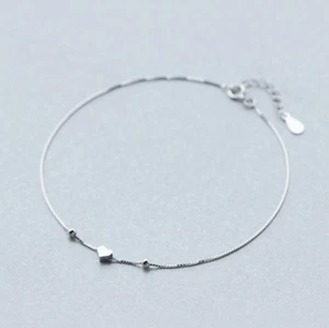Tiny Heart 925 Sterling Silver Thin Chain Bracelet Anklet A2825 - Picture 1 of 5