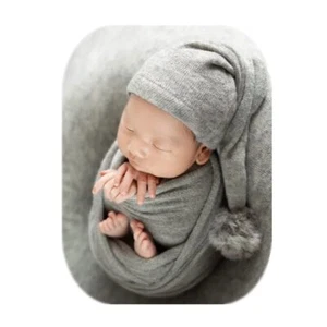 Newborn Photography Props Knot Hat & Wrap Blanket Basket Stuffer Set - Picture 1 of 5