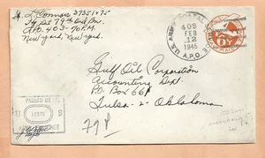 WORLD WAR II  MILITARY MAIL APO 403 1945 CENSORED 79th BN - Picture 1 of 1